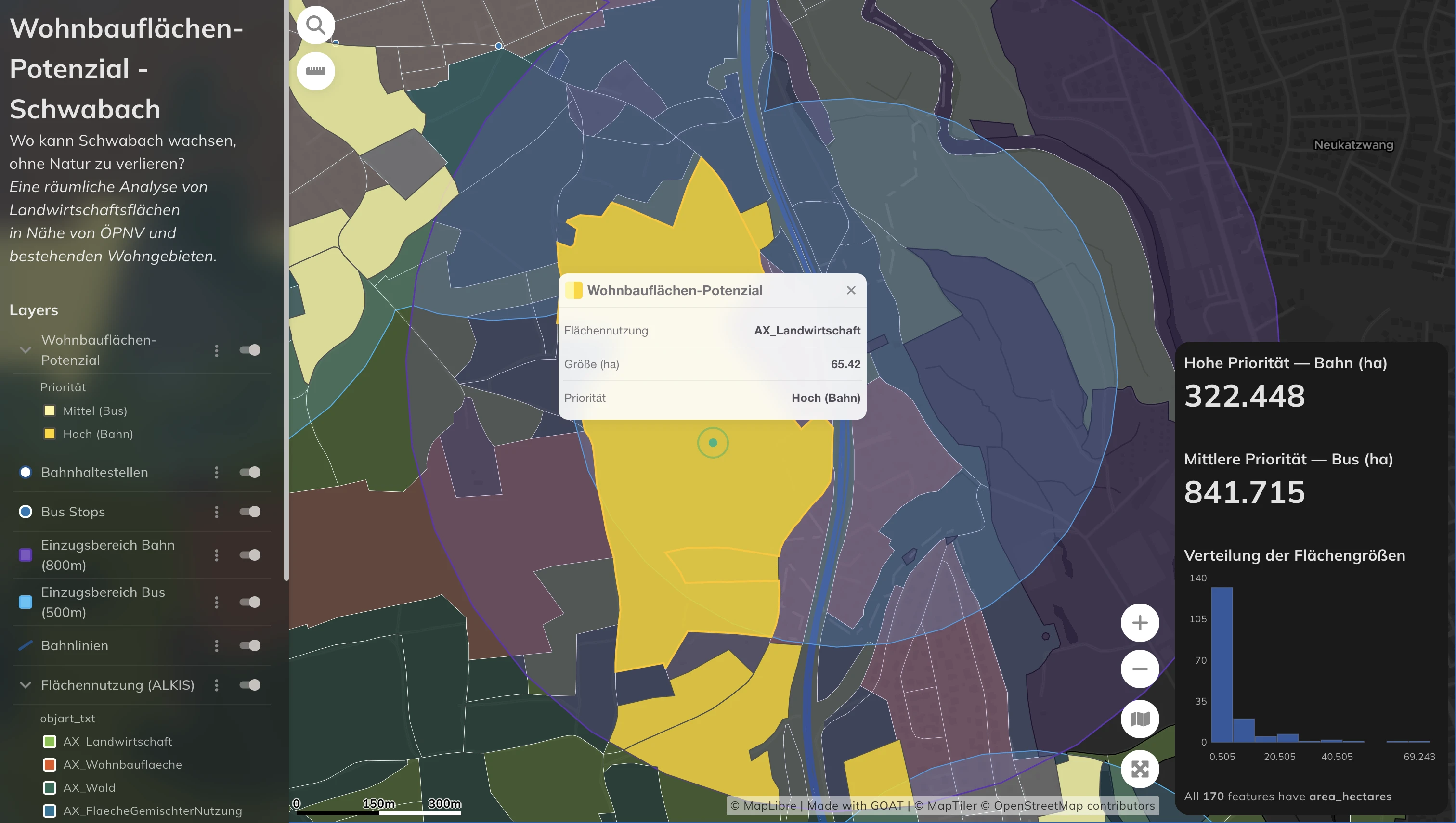 Land use map of Schwabach based on official ATKIS data