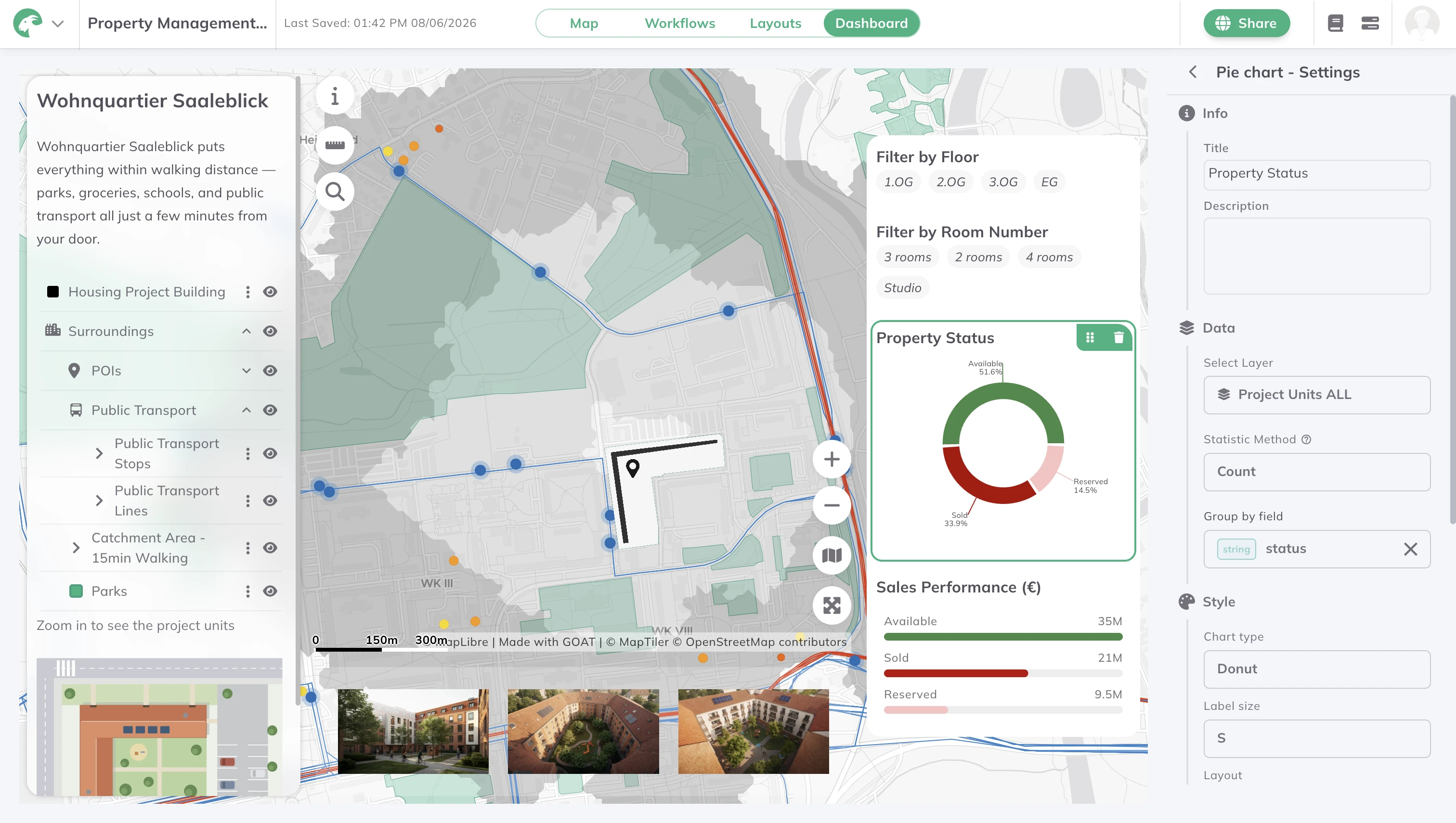 Public transport and service accessibility around the housing development in GOAT