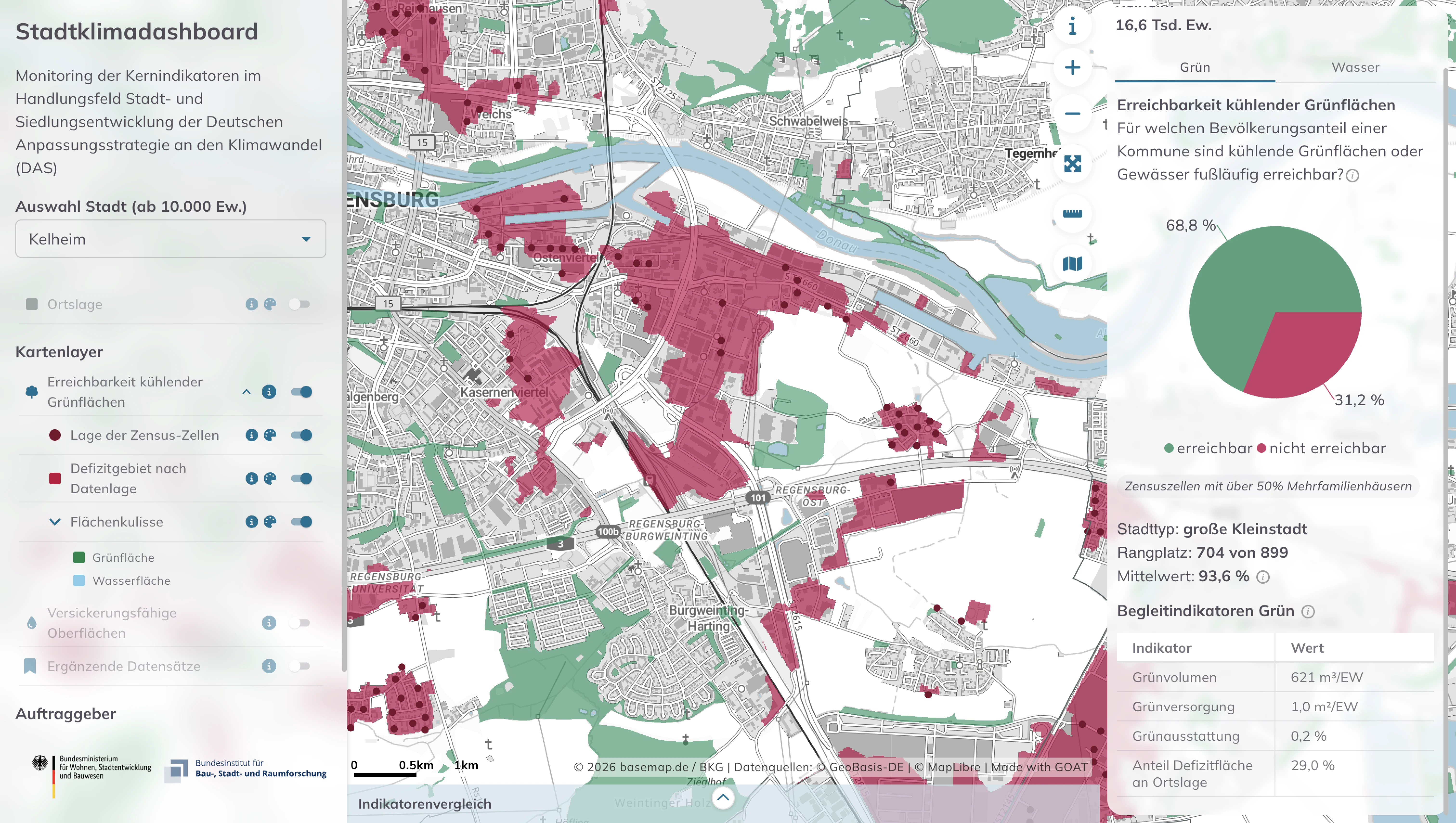 Nationwide climate-adaptation indicators in the WebGIS dashboard