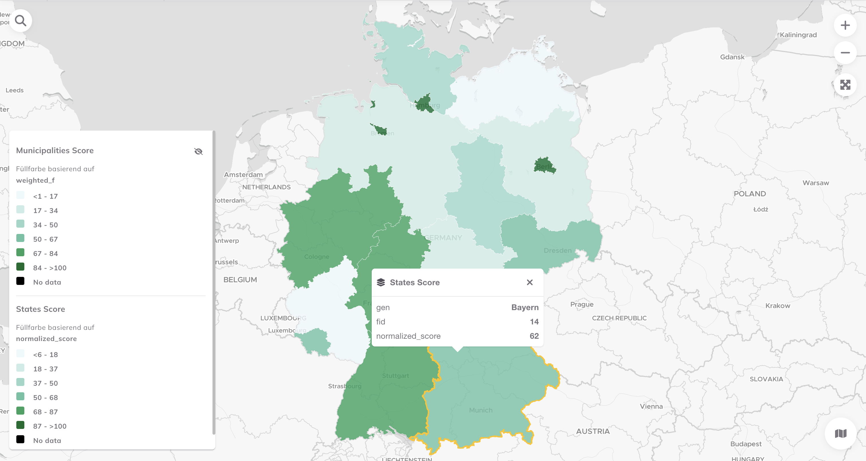 15-Minuten-Stadt-Score je Gemeinde in Deutschland in GOAT
