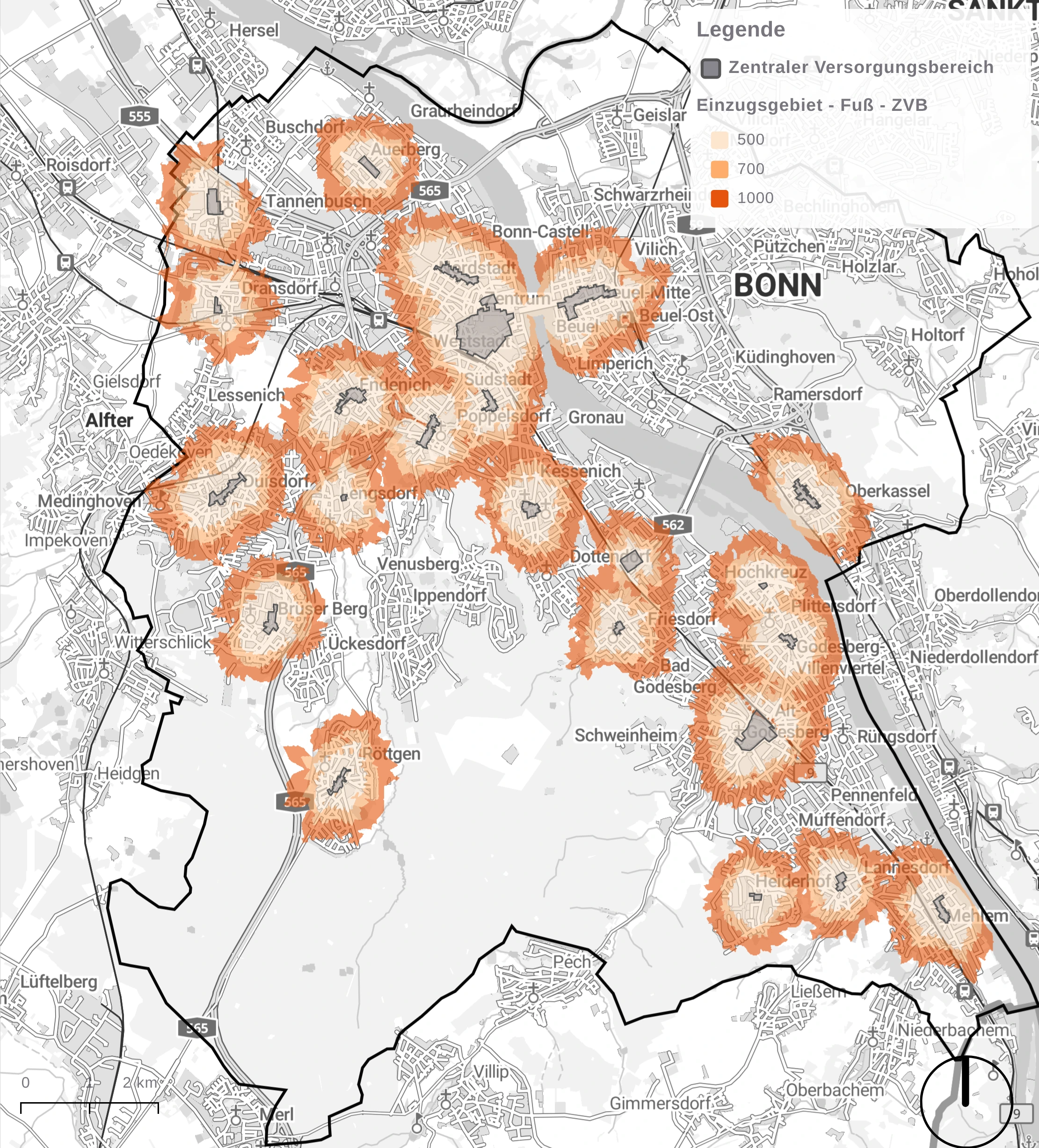 Einzelhandelsplanung in Bonn: datenbasierte GIS-Analyse mit dem WebGIS GOAT