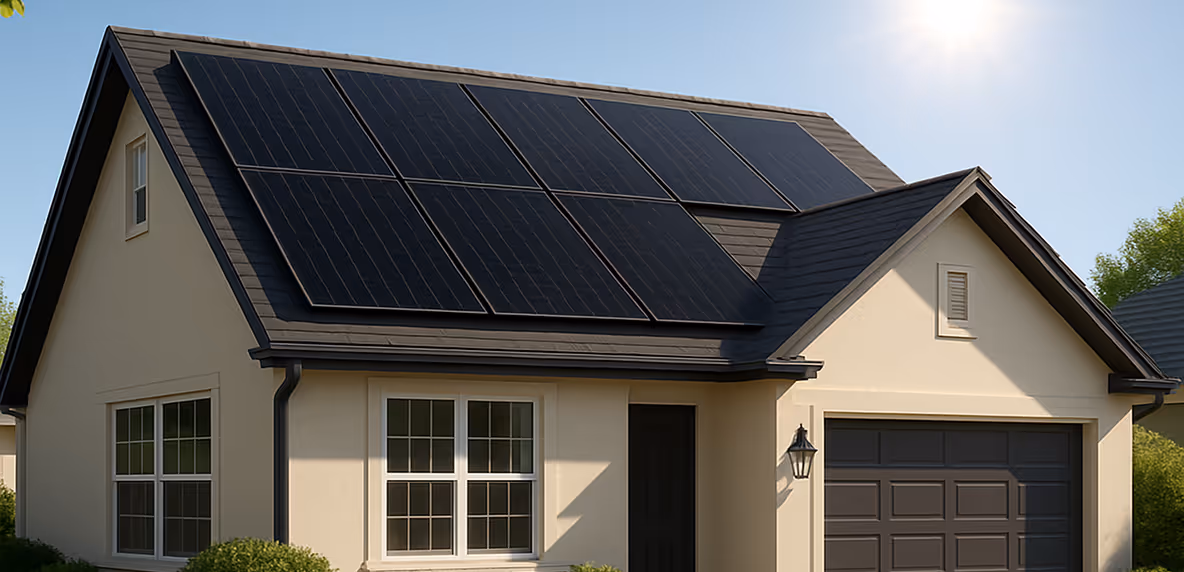 Modern huis met zonnepanelen