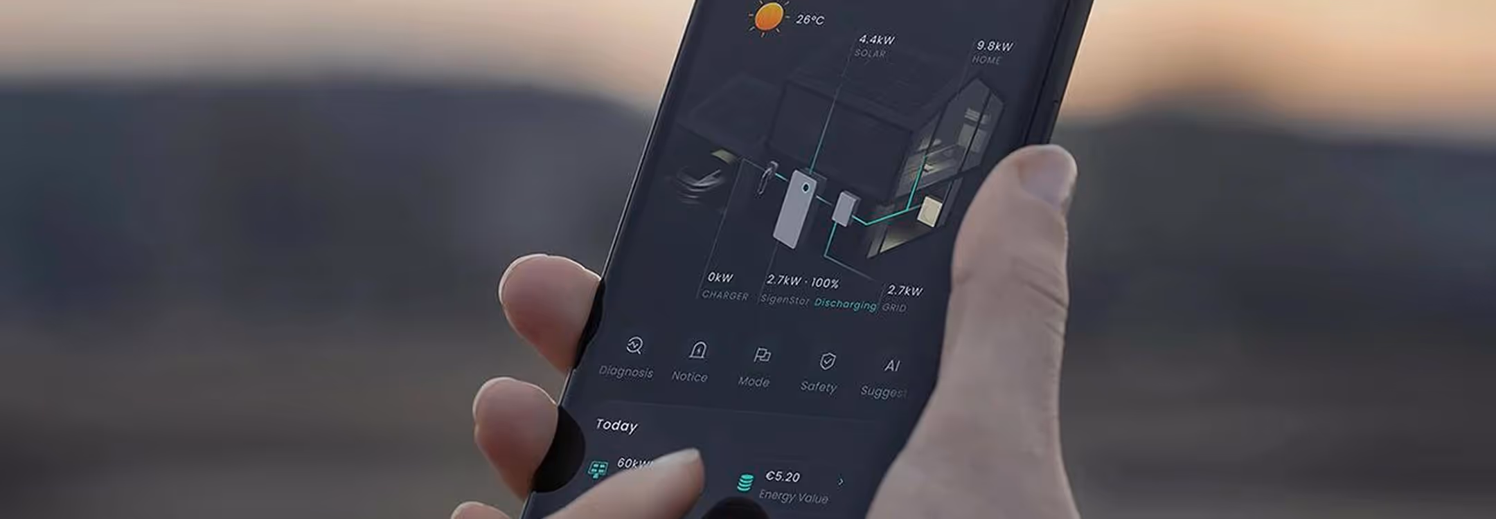 App met het rendement van een thuisbatterij