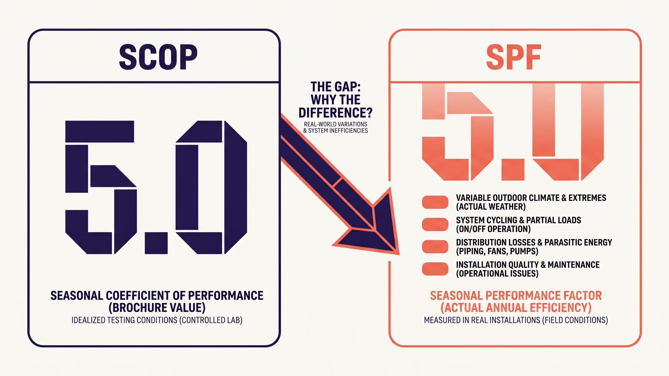 Infographic: verschil tussen de papieren SCOP op het label en de werkelijke SPF in de praktijk