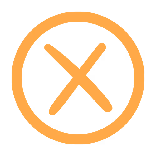 A yellow x with a circle around it