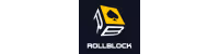RollBlock logo featuring a stylized cube with a yellow face and black details above the text 'ROLLBLOCK'.