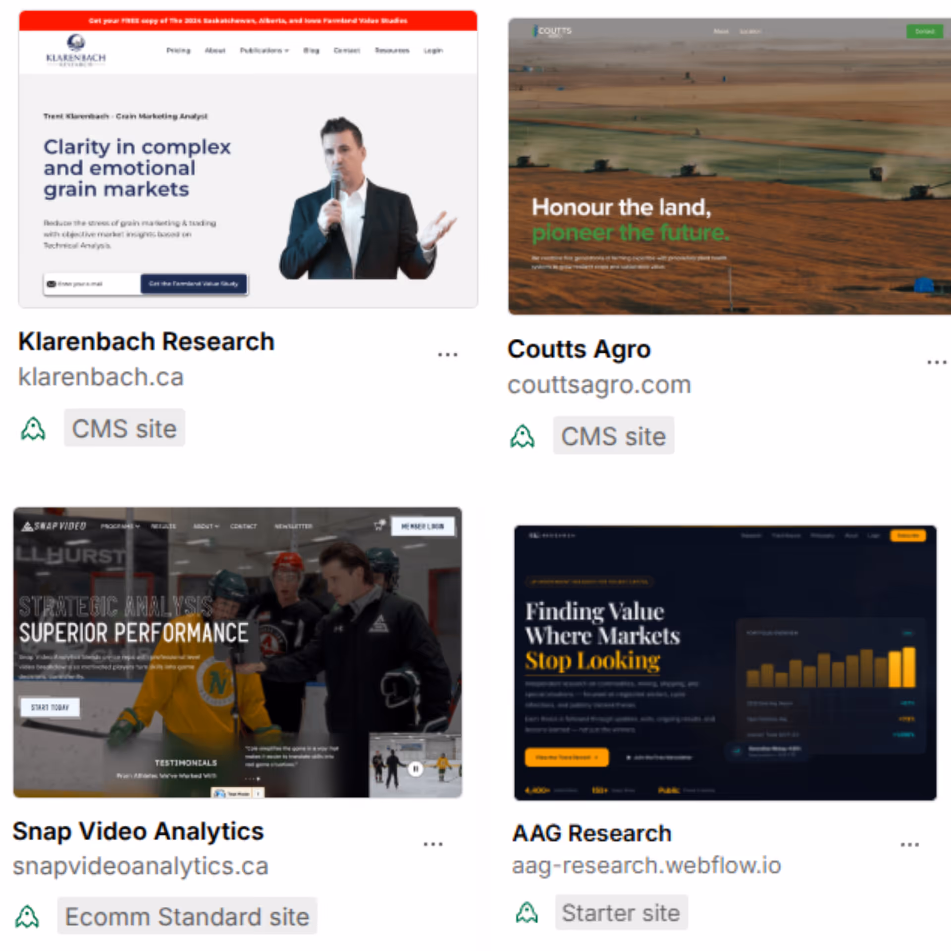 ERBDC Website Portfolio of 4 Website Builds