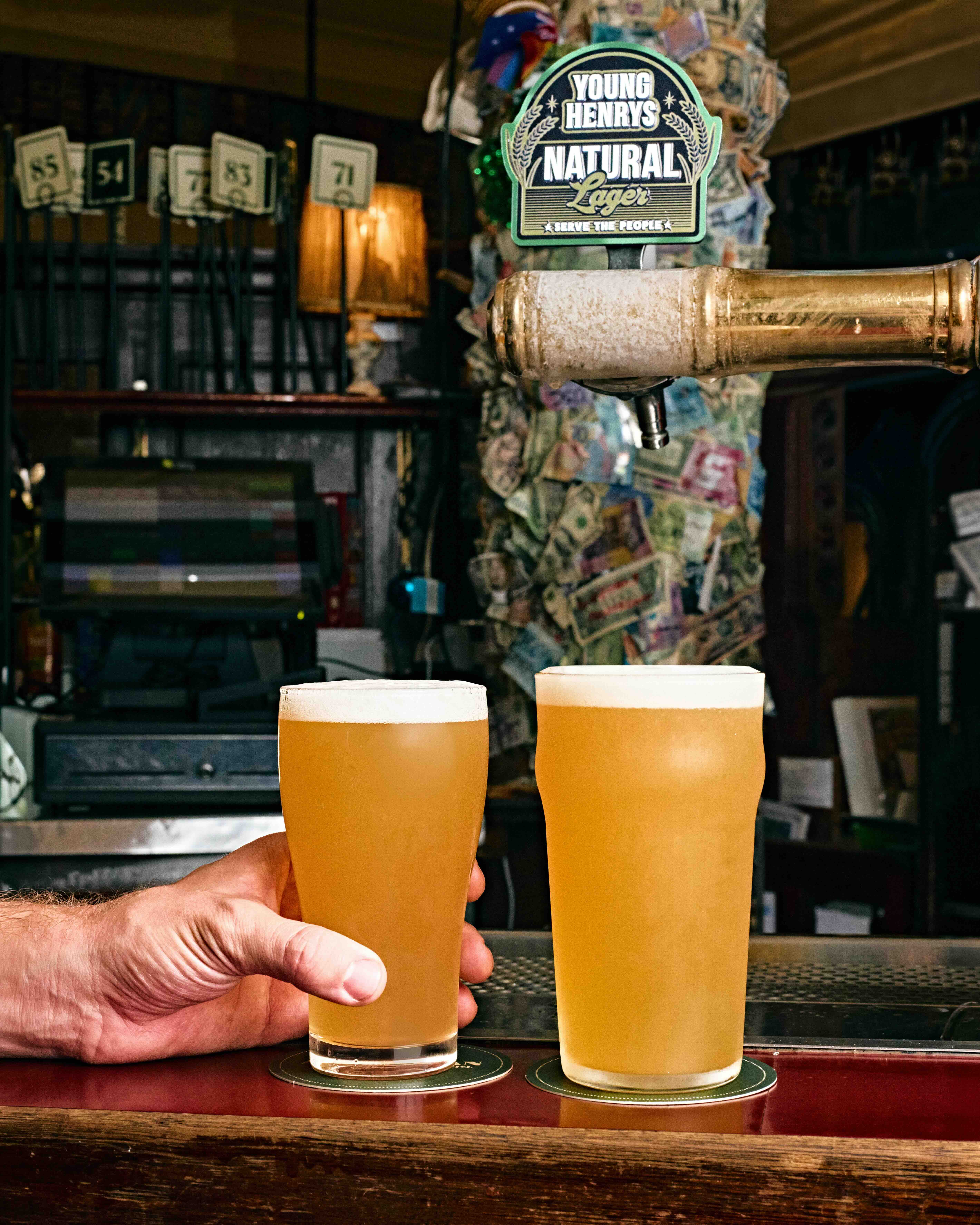 Delicious beer being poured at The Aussie during VIVID Sydney