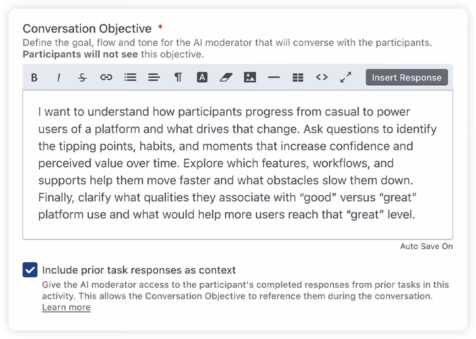 Recollective Conversational Task | Conversation Objective