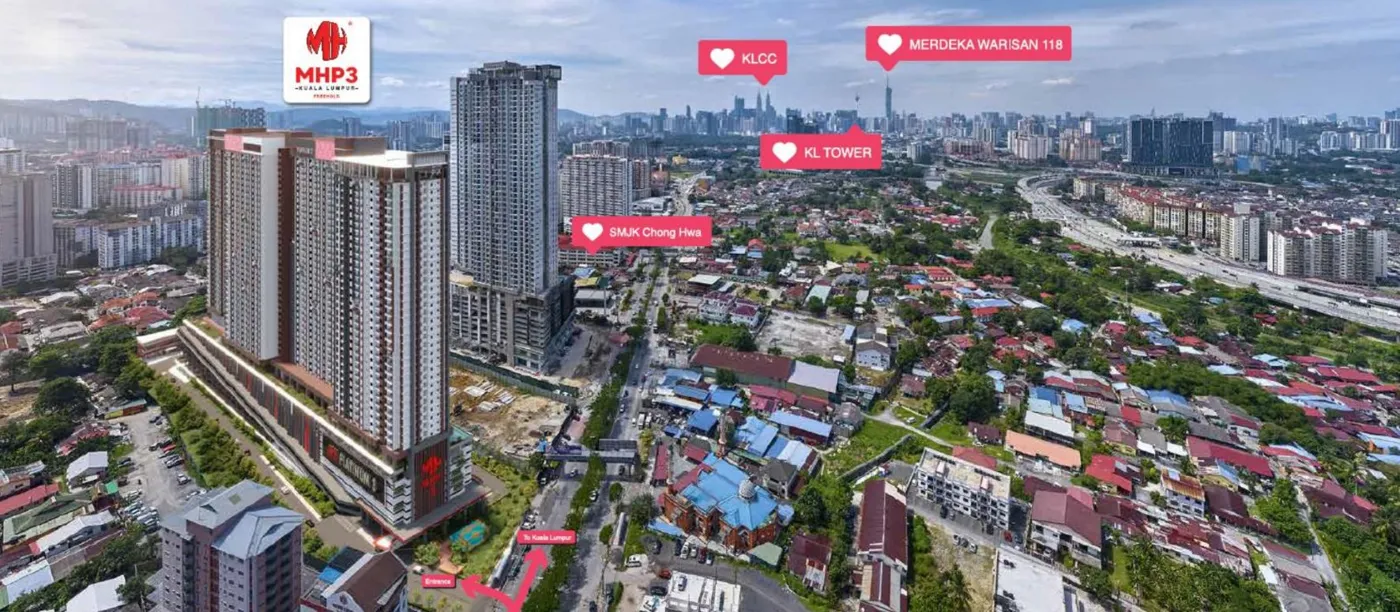 Aerial view of MH Platinum 3 Setapak with the KL city skyline