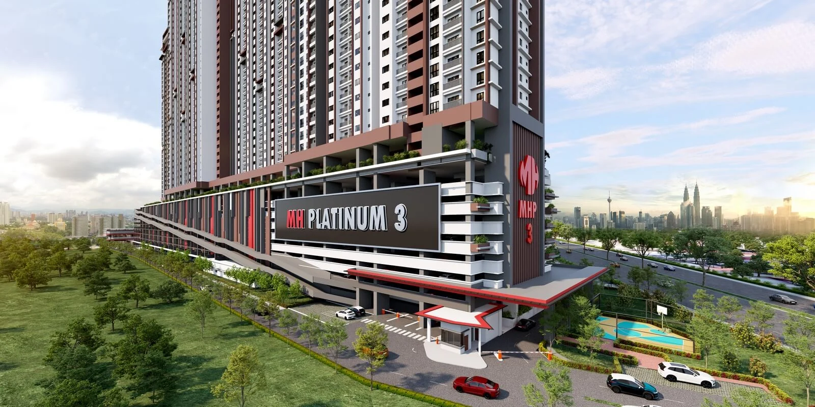 MH Platinum 3 Setapak facade with the KLCC skyline