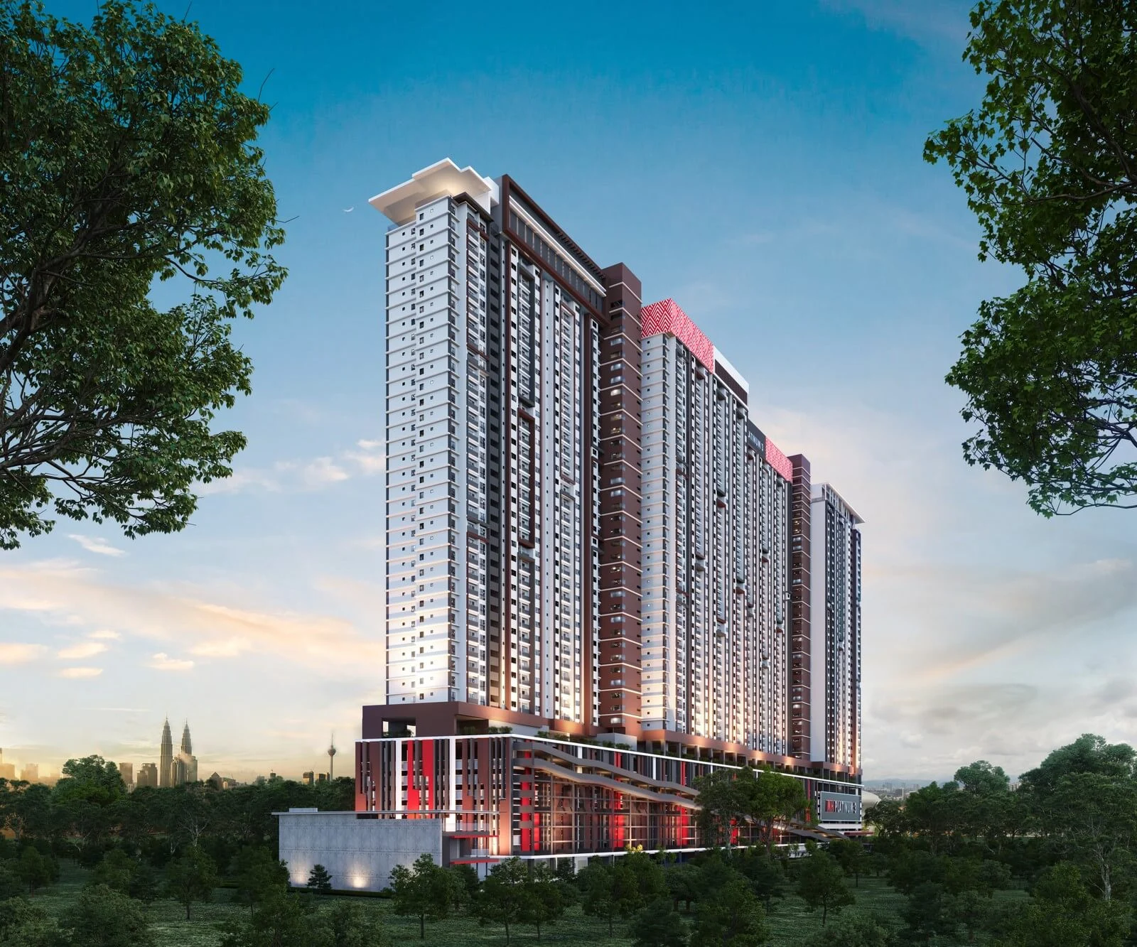 MH Platinum 3 freehold condo towers in Setapak, Kuala Lumpur at dusk