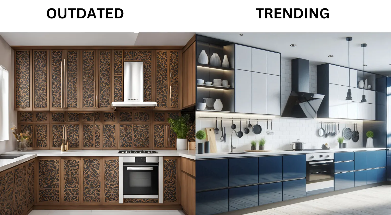 How to Choose the Perfect Contrast Colours for a Sleek Modular Kitchen | Outdated Design and Trending Design
