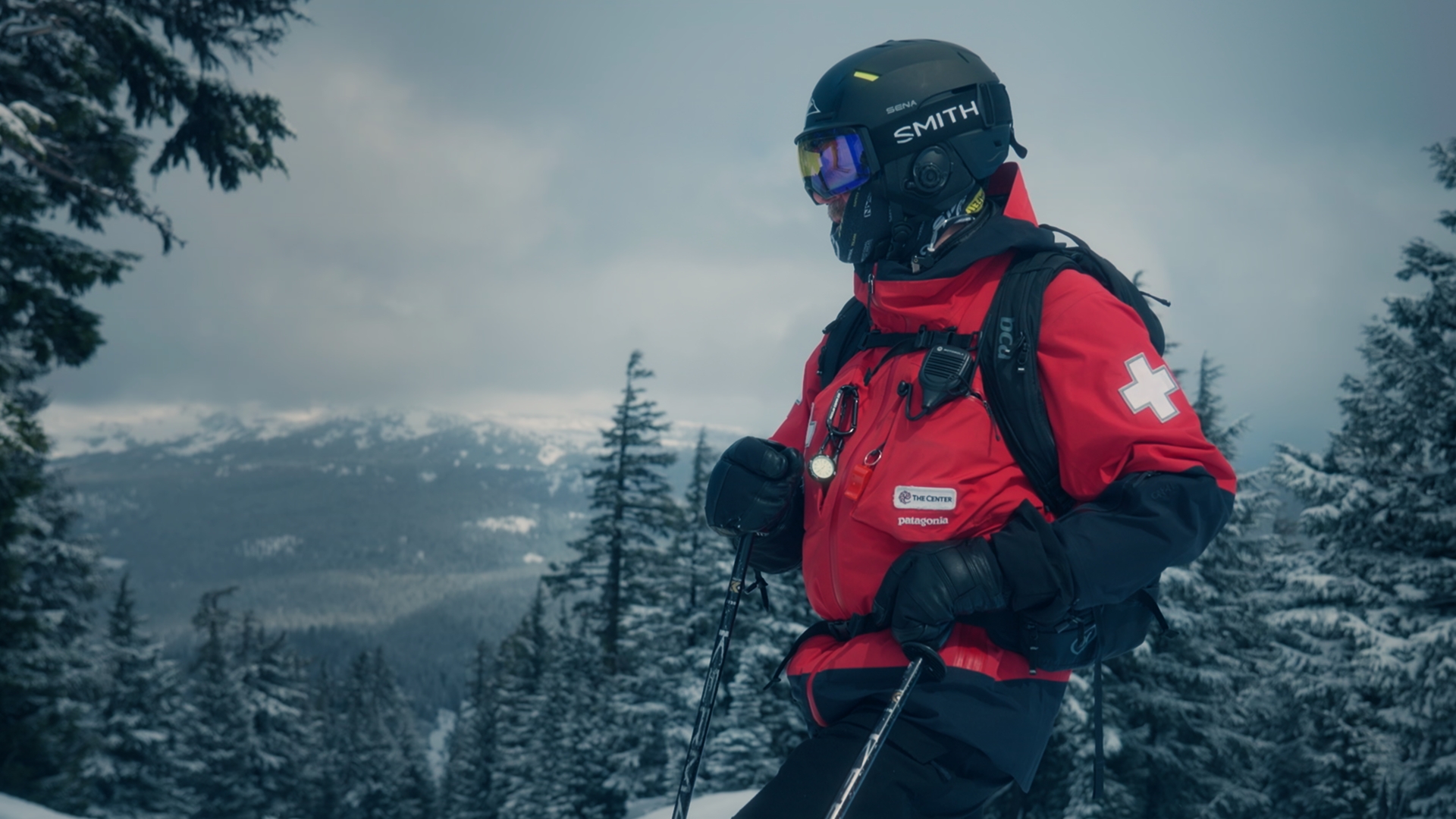 Ski patroller in a National Ski Patrol partnership film by Reverb Films