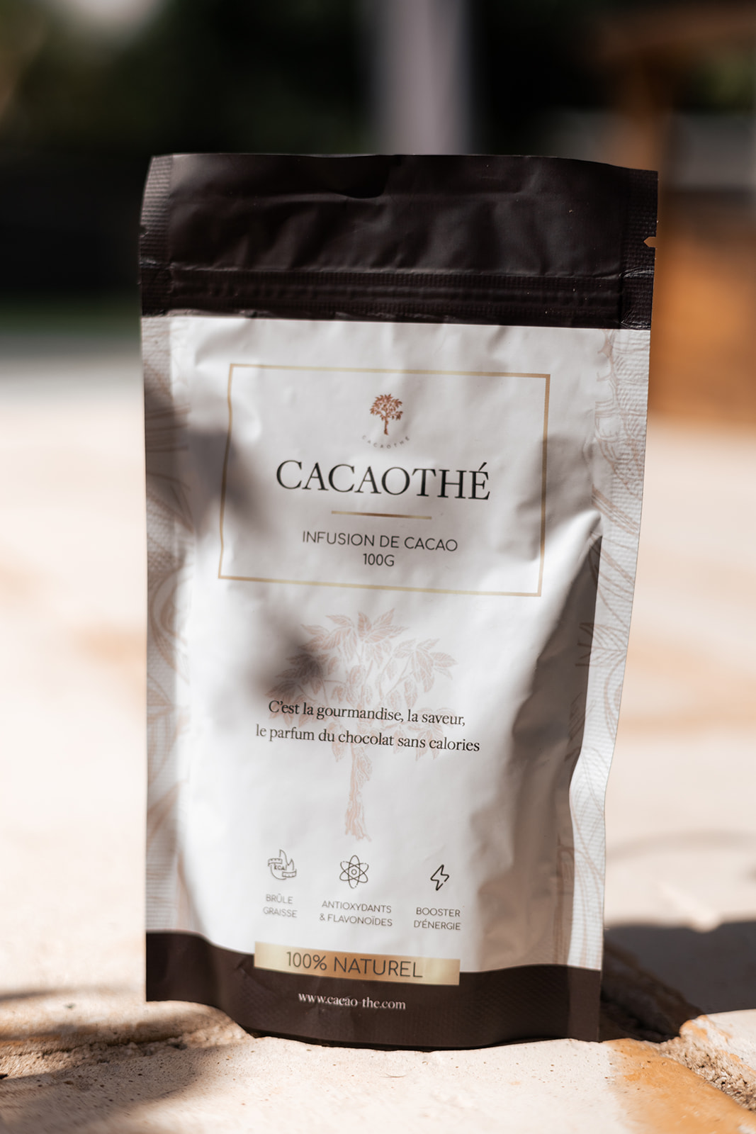 Sachet d'infusion de cacao Cacaothé 100 g au soleil