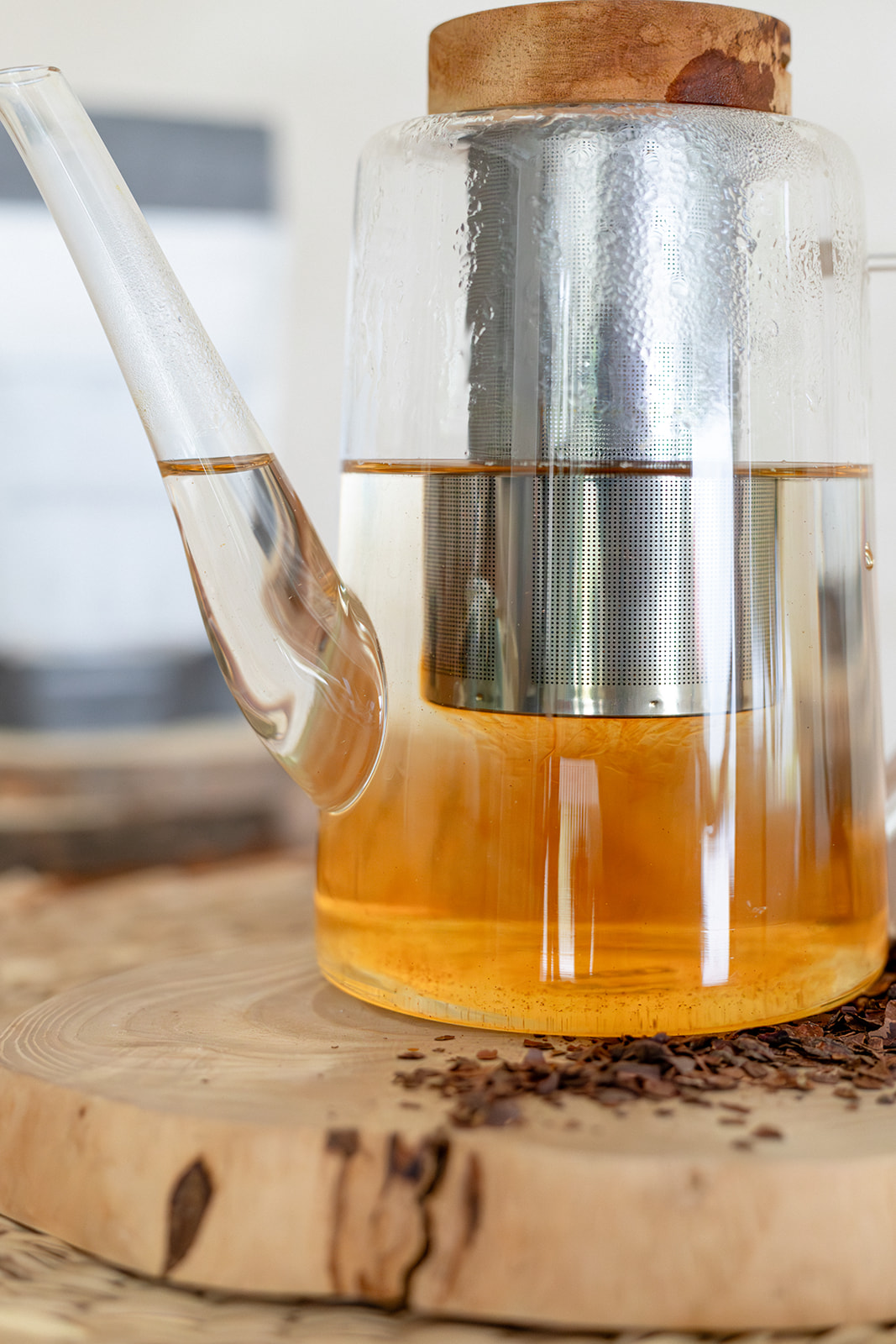 Théière en verre d'infusion Cacaothé et écorces de cacao