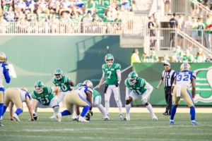 Riders fans stop Trevor Harris at Costco to remind him about Labour Day Classic importance