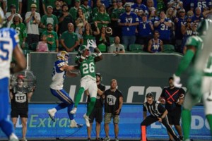 Riders’ DB Tevaughn Campbell explains game-clinching, 112-yard pick-two in Labour Day Classic against Bombers