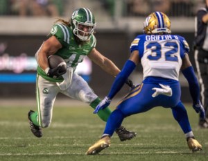 ‘Three yards and a bucket of blood’: Riders RB A.J. Ouellette aims to continue bruising running game in Banjo Bowl
