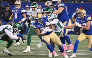 Winnipeg Blue Bombers grind out last-second win over depleted Saskatchewan Roughriders