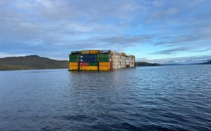Cargo container removal begins on sinking barge off B.C.’s central coast