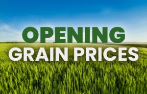 Opening grain prices Monday, December 15