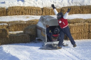 Engineering students brace the cold to race concrete sleds in London, Ont.
