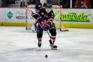 Regina Pats’ Dayton Deschamps celebrates game number 100 after seventh-round WHL Draft journey