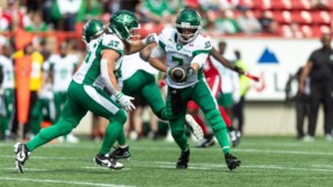 Tommy Stevens scores winning touchdown in double overtime as Roughriders survive Calgary Stampeders comeback