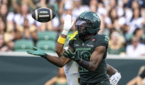 Riders receiver Sam Emilus back at practice and looking forward to return against B.C. Lions