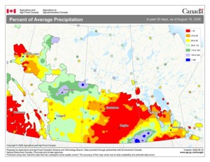 AAFC maps suggest Prairies received limited moisture