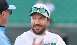 Roughriders offensive coordinator Marc Mueller describes team as a ‘work in progress’