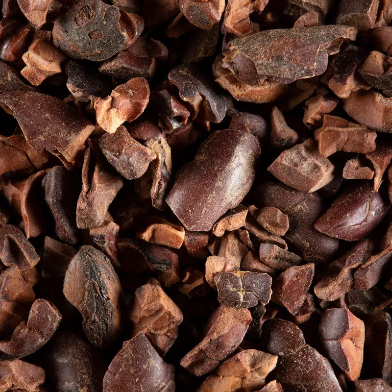 Écorces de fèves de cacao torréfiées à infuser