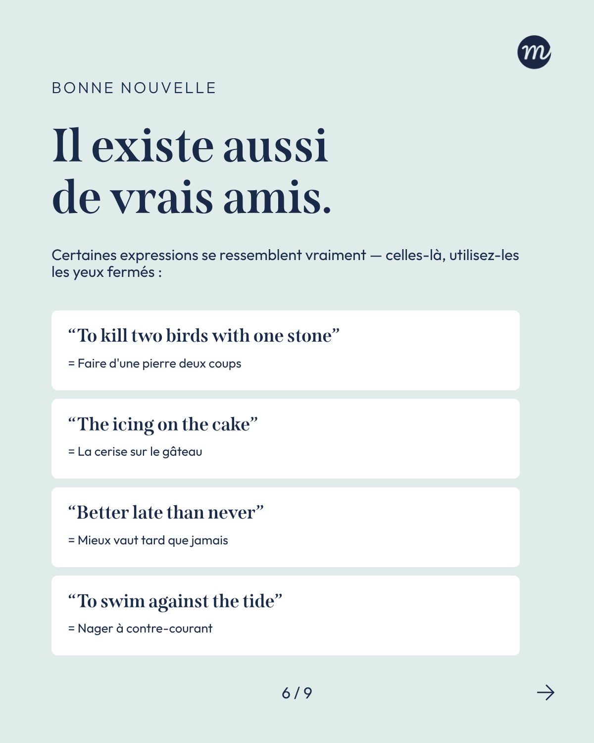 Faux amis anglais-français, carousel Monceau Langues — slide 8