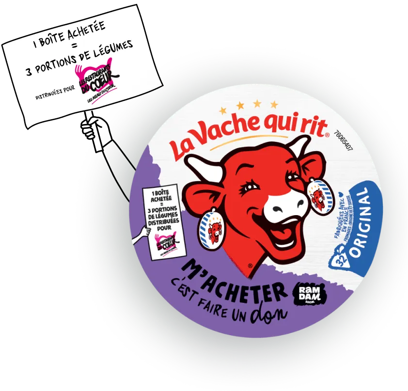 1 boîte achetée = 3 portions de légumes distribuées par les Restaurants du cœur