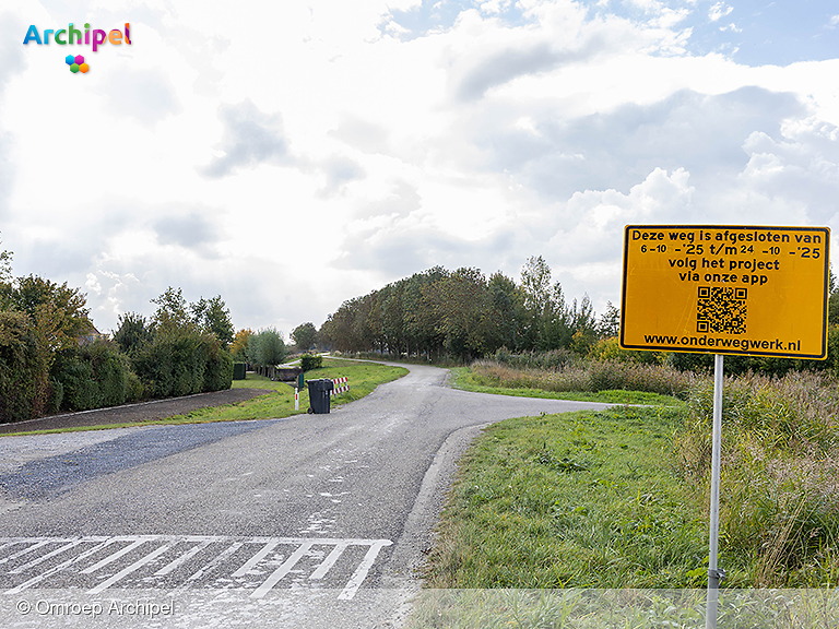 Wegafsluiting Oudelandsedijk vanwege asfaltonderhoud