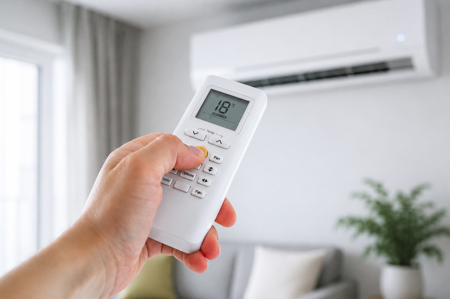 télécommande de climatiseur réglée à 18 degrés