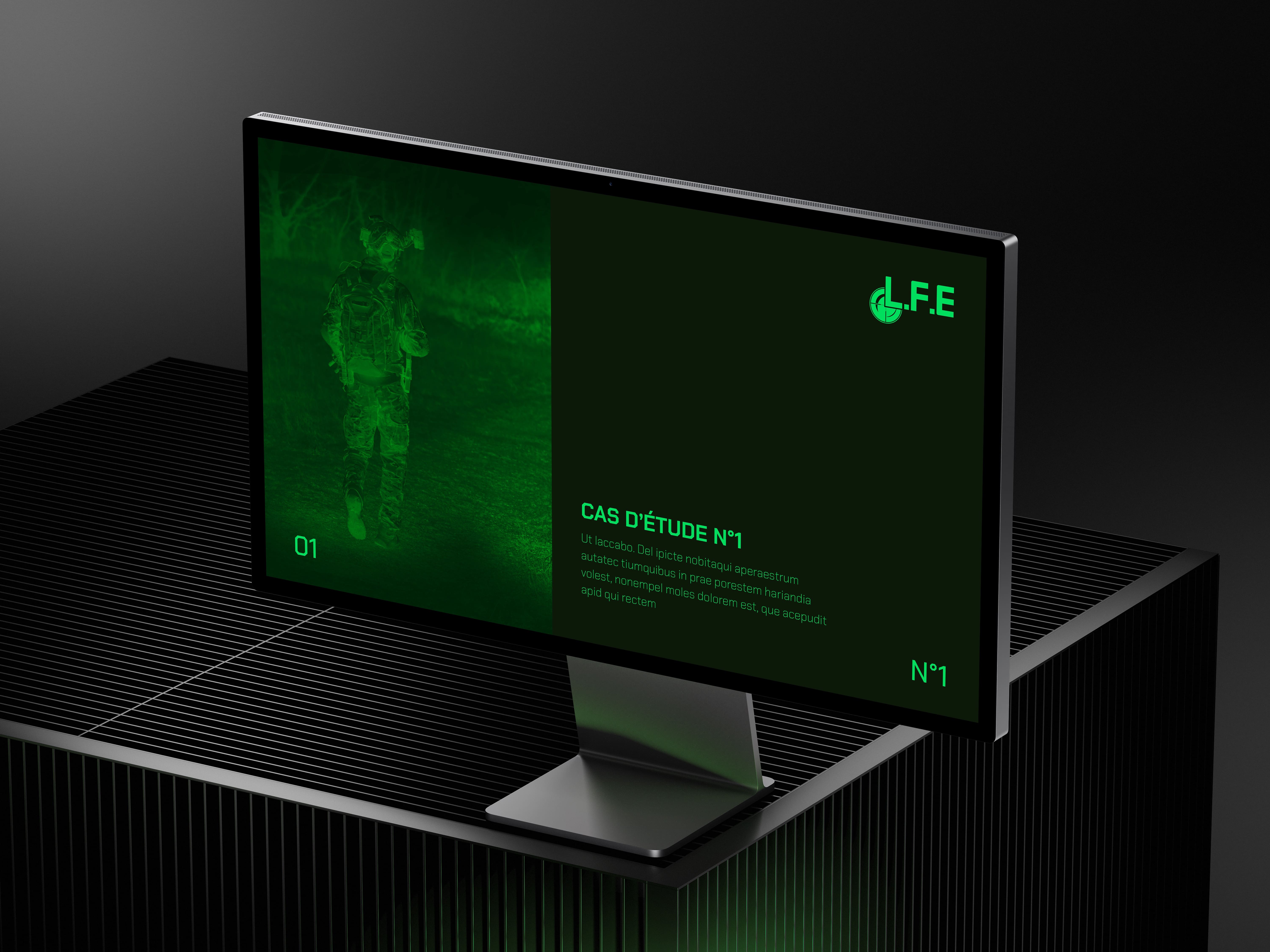 Mockup contenant un template de présentation réalisé par Magenta Studio pour LFE