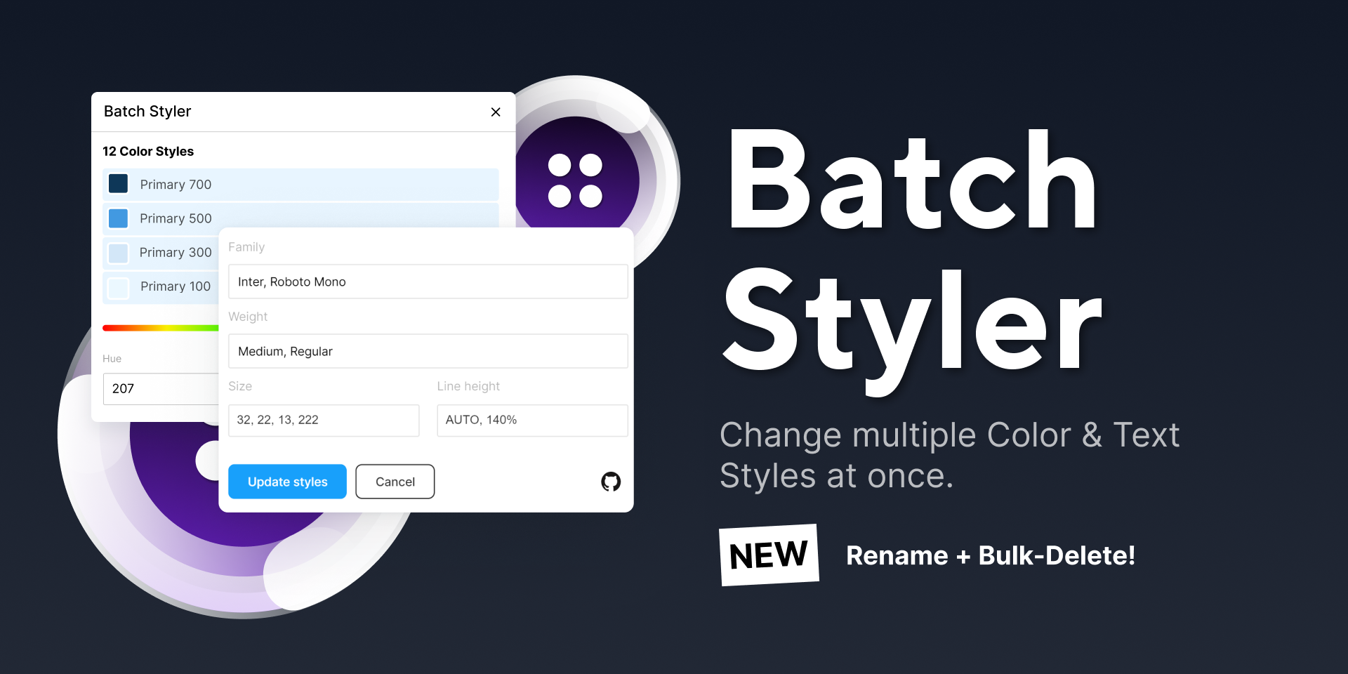 batch styler for styles and typography figma plugin