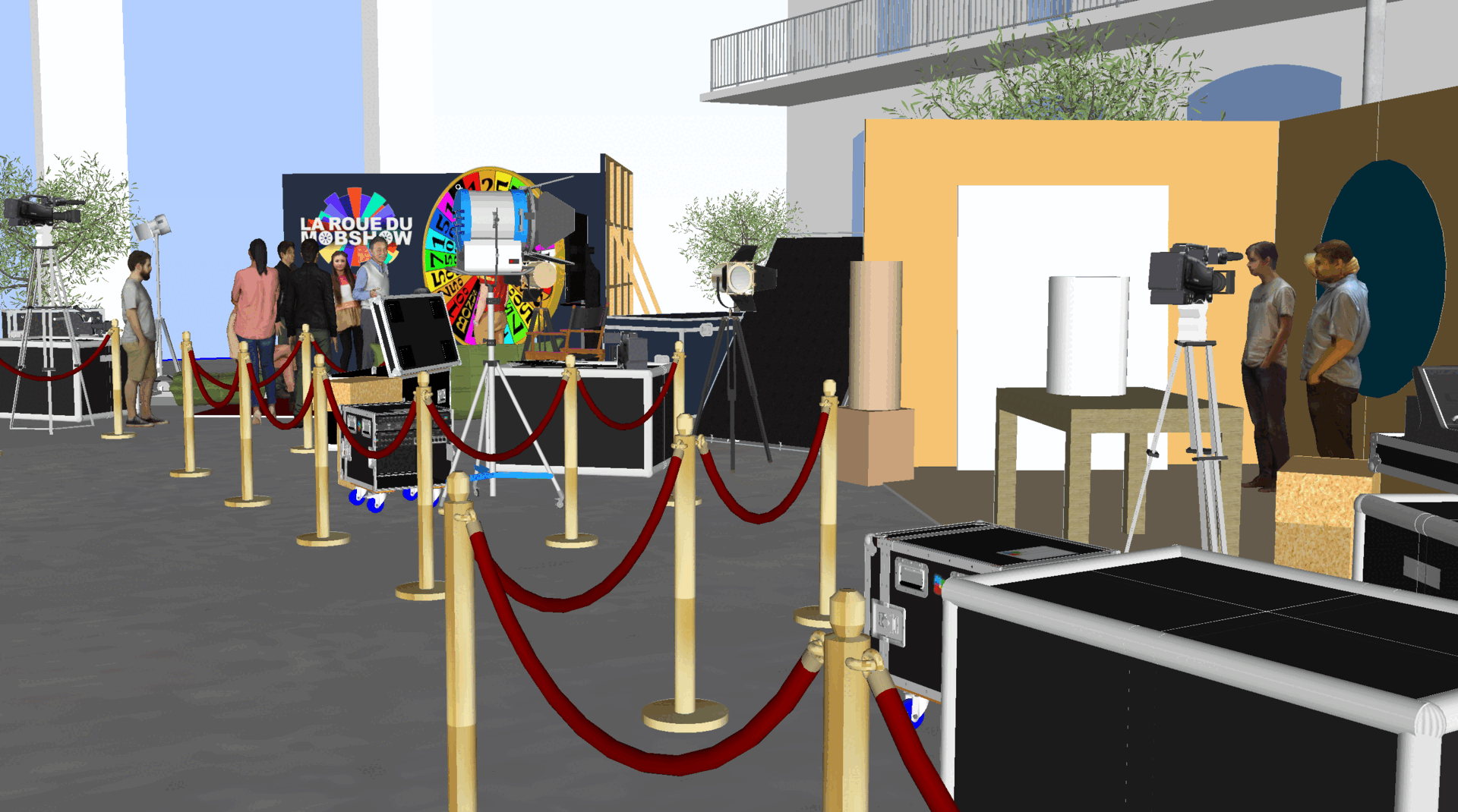 3D du design espace, simulation set de cinéma, set télévisé