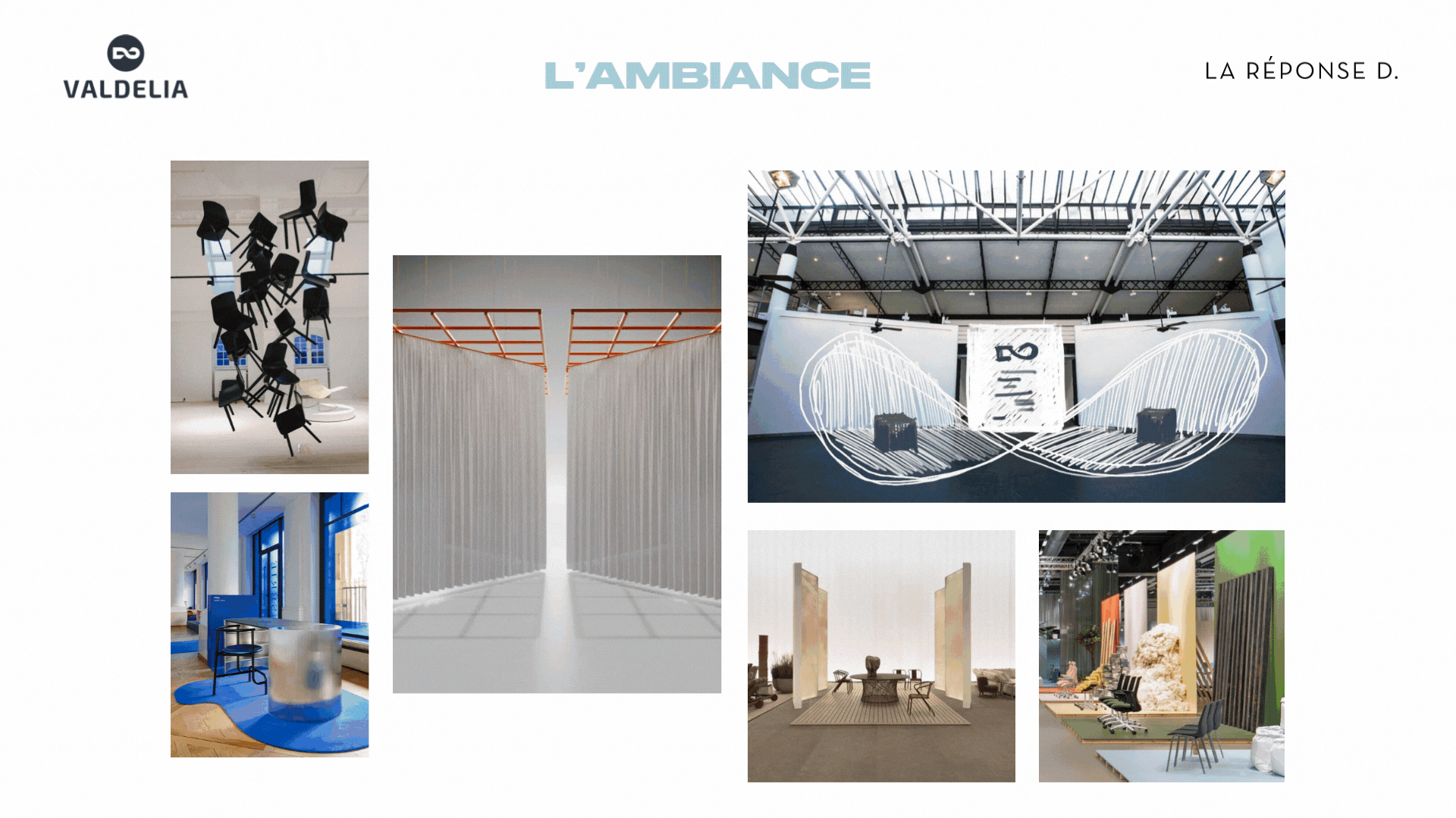 moodboards sur les différents espaces scénographiés par La Réponse D