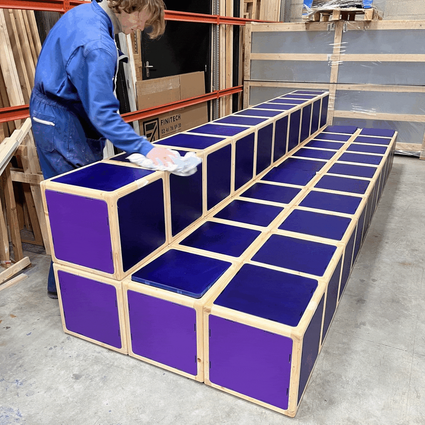 GIF du montage et création des modules cubiques