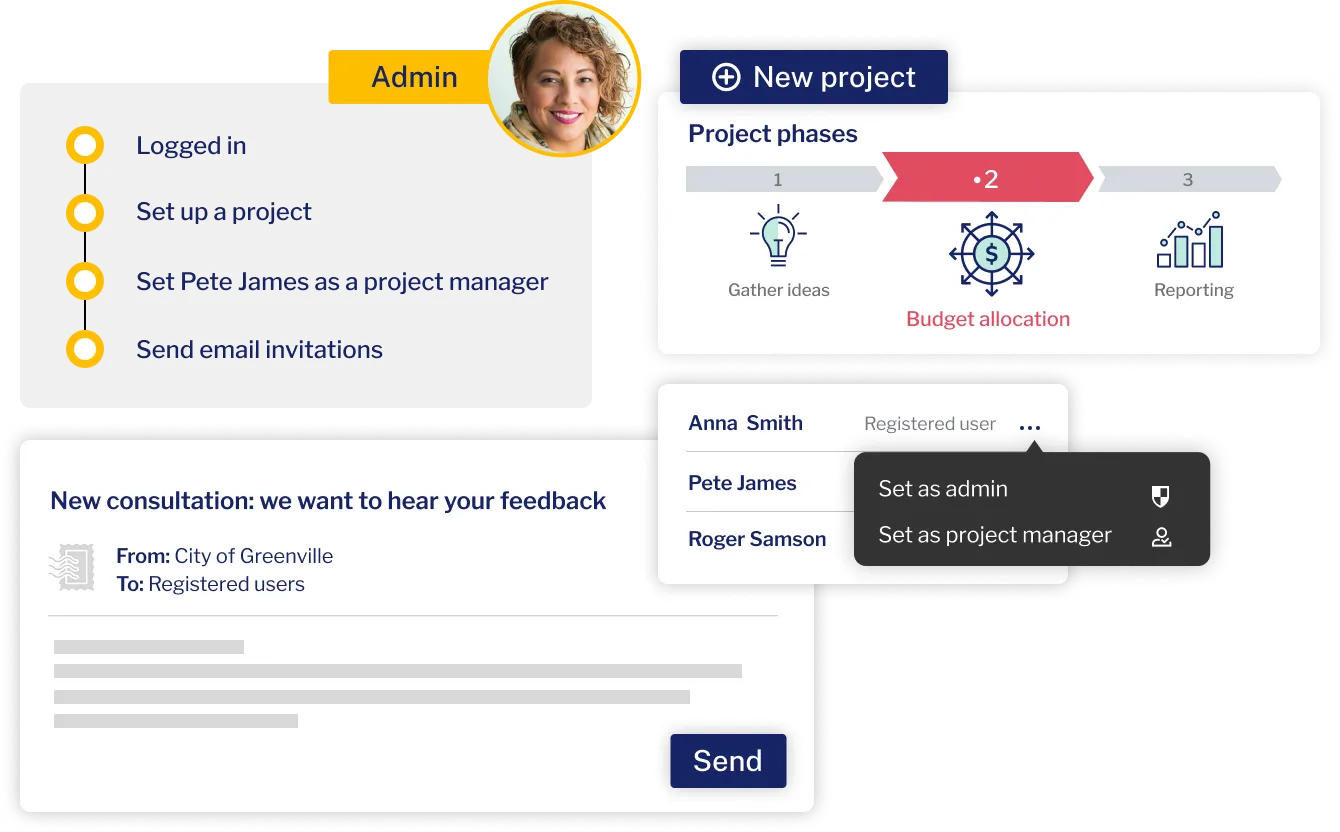 mockup of Go Vocal's management tools
