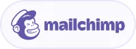 Mailchimp logo featuring a smiling chimpanzee face wearing a hat to the left and the word 'mailchimp' in lowercase purple letters to the right inside a rounded rectangular white background with a thin purple border.