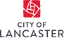 City of Lancaster logo featuring an abstract red rose above the text 'City of Lancaster' in dark blue.