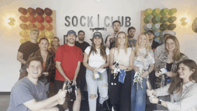 Animated GIF showing off various custom socks from Sock Club