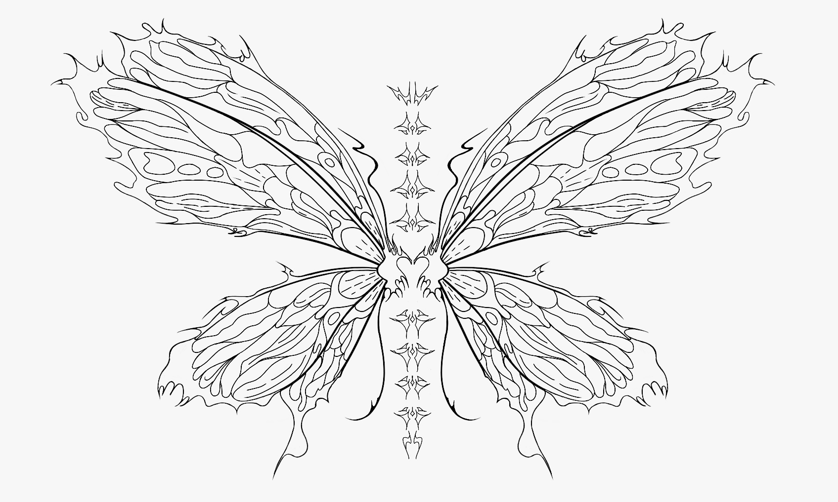 the rough sketch of aaliyah's desired back tattoo she used to show an artist and achieve her finished piece