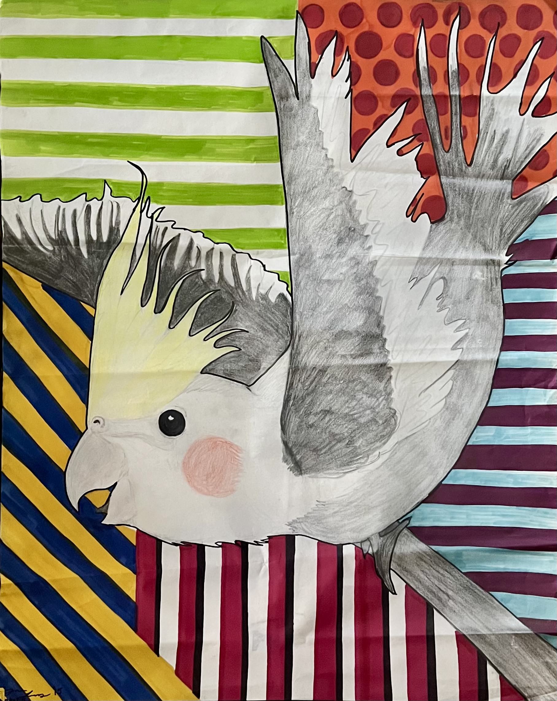 a portrait of a very zany bird