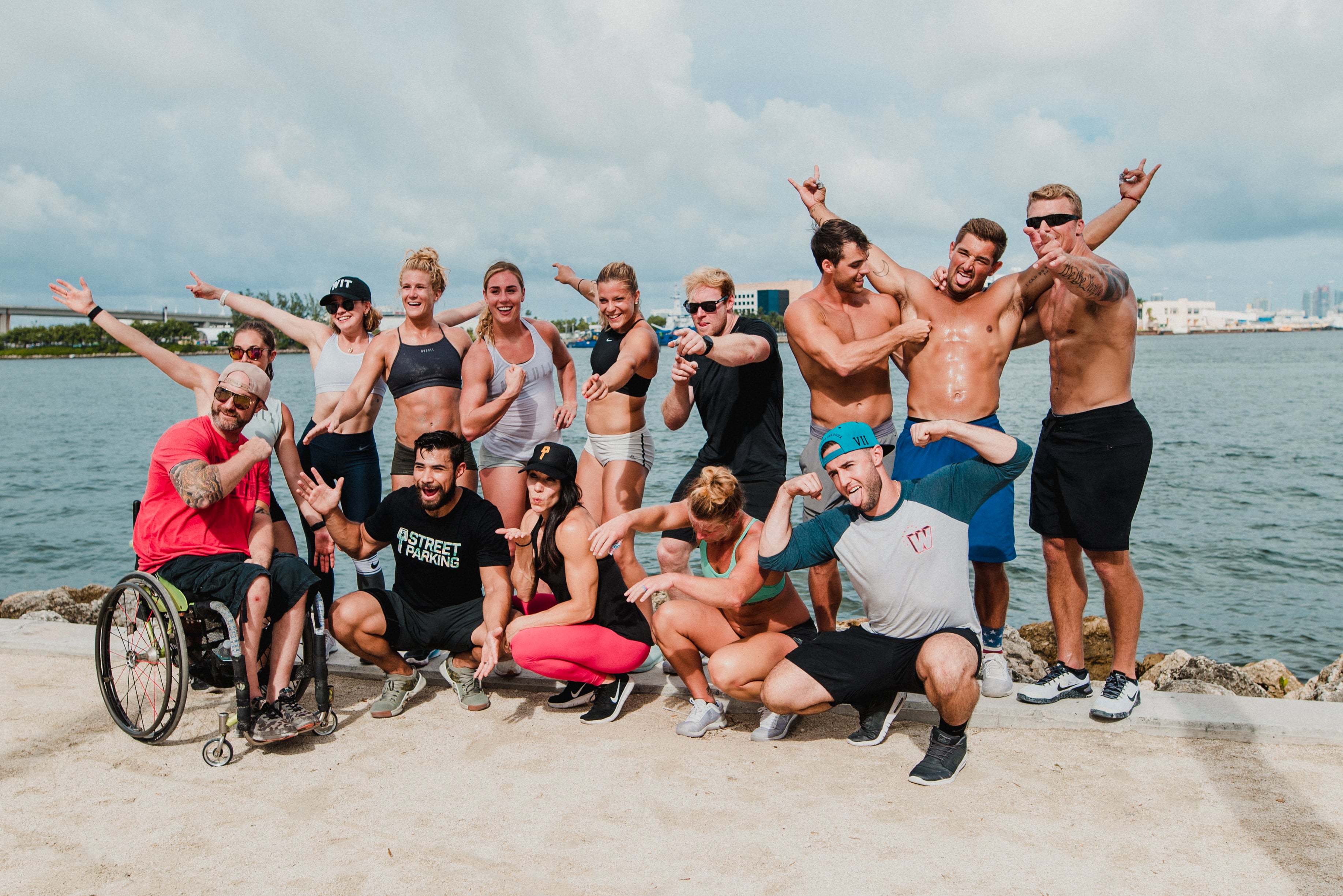 Group photo of Jessica Cahoy and other fitness individuals.