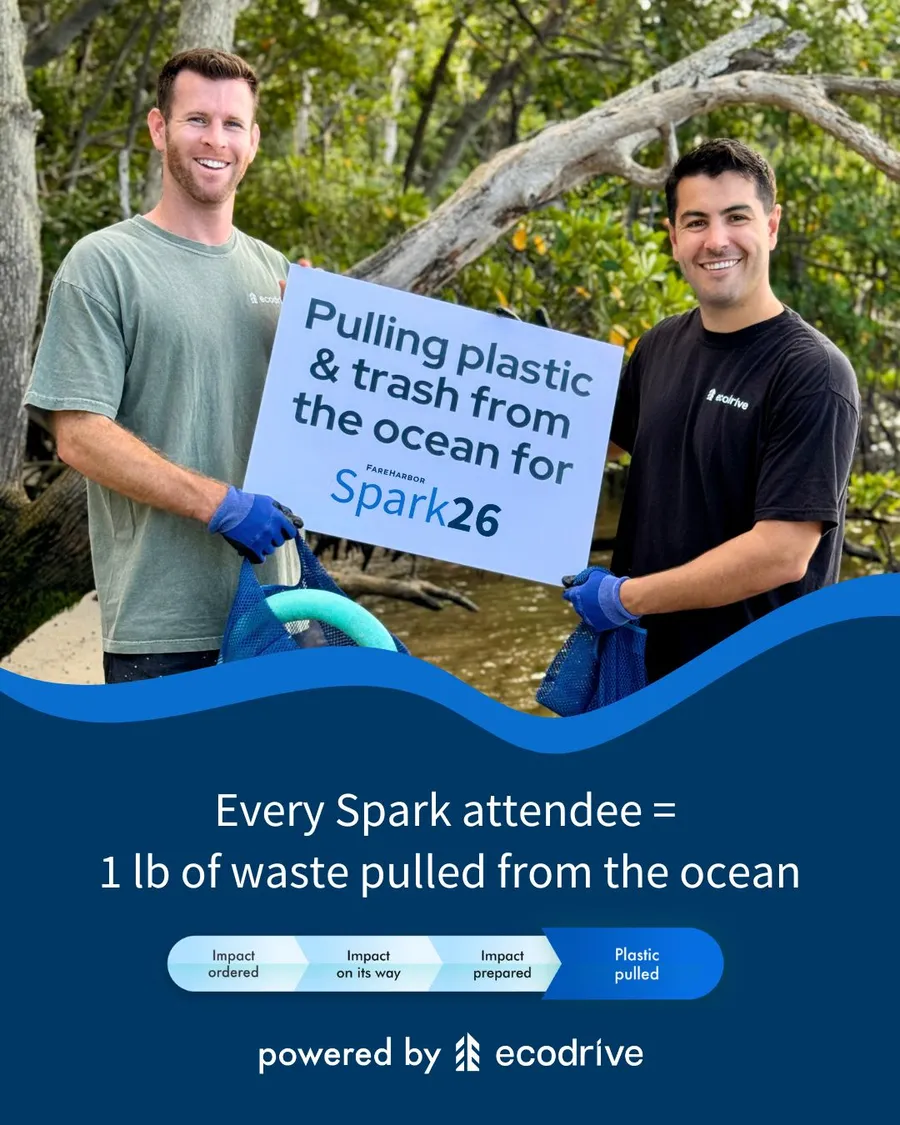 Spark26 and Ecodrive ocean plastic removal initiative: every attendee funds one pound of waste pulled from the ocean
